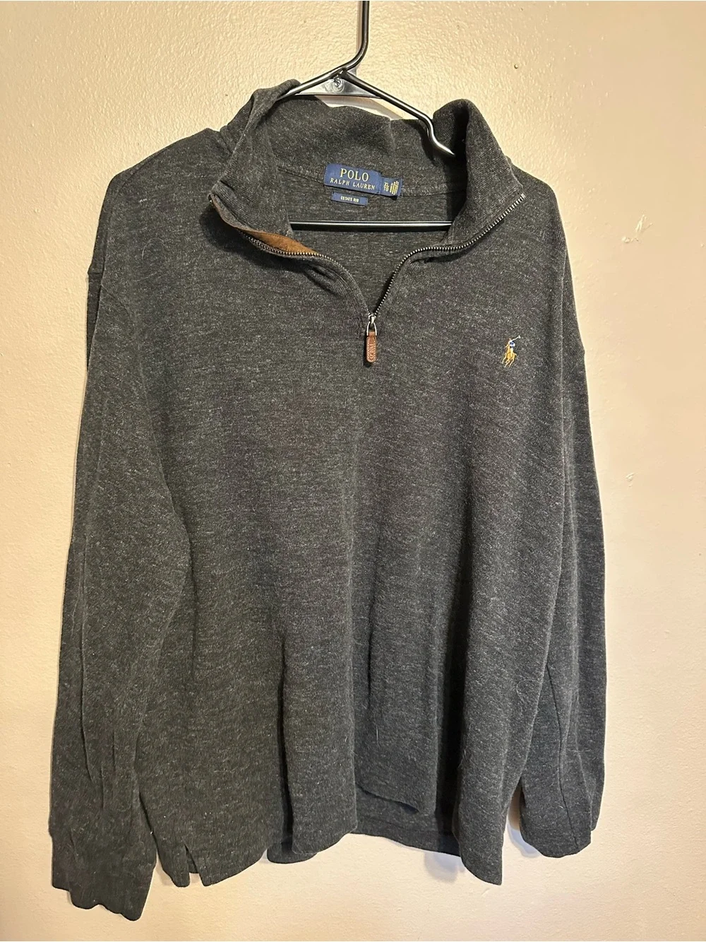 Polo by Ralph Lauren Dark Charcoal Half-Zip Sweater with Logo